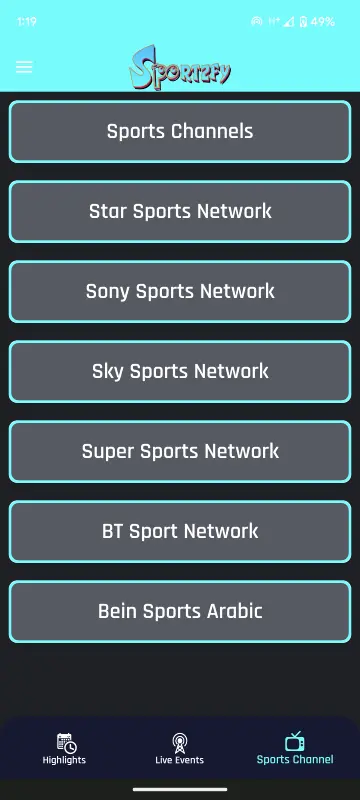 Sportzfy Sports Channels